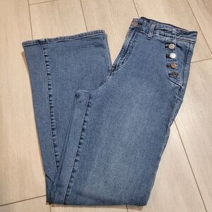 Gap Women's 70's Flare High Waisted Stretch Denim Jeans 10/30 Blue Disco Retro